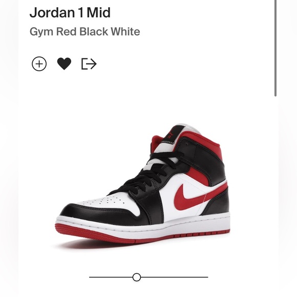 nike air jordan 1 mid (white red black) - Picture 1 of 2